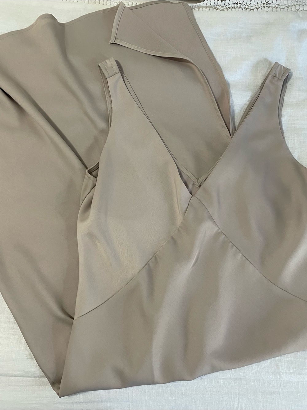 Silky Taupe V-Neck slip dress- Women